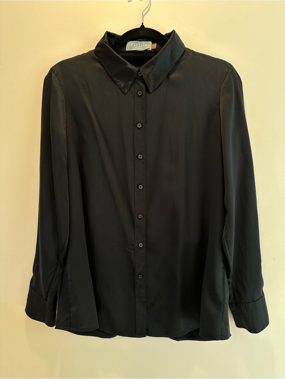 Ravella Black Button-Down Shirt for Women